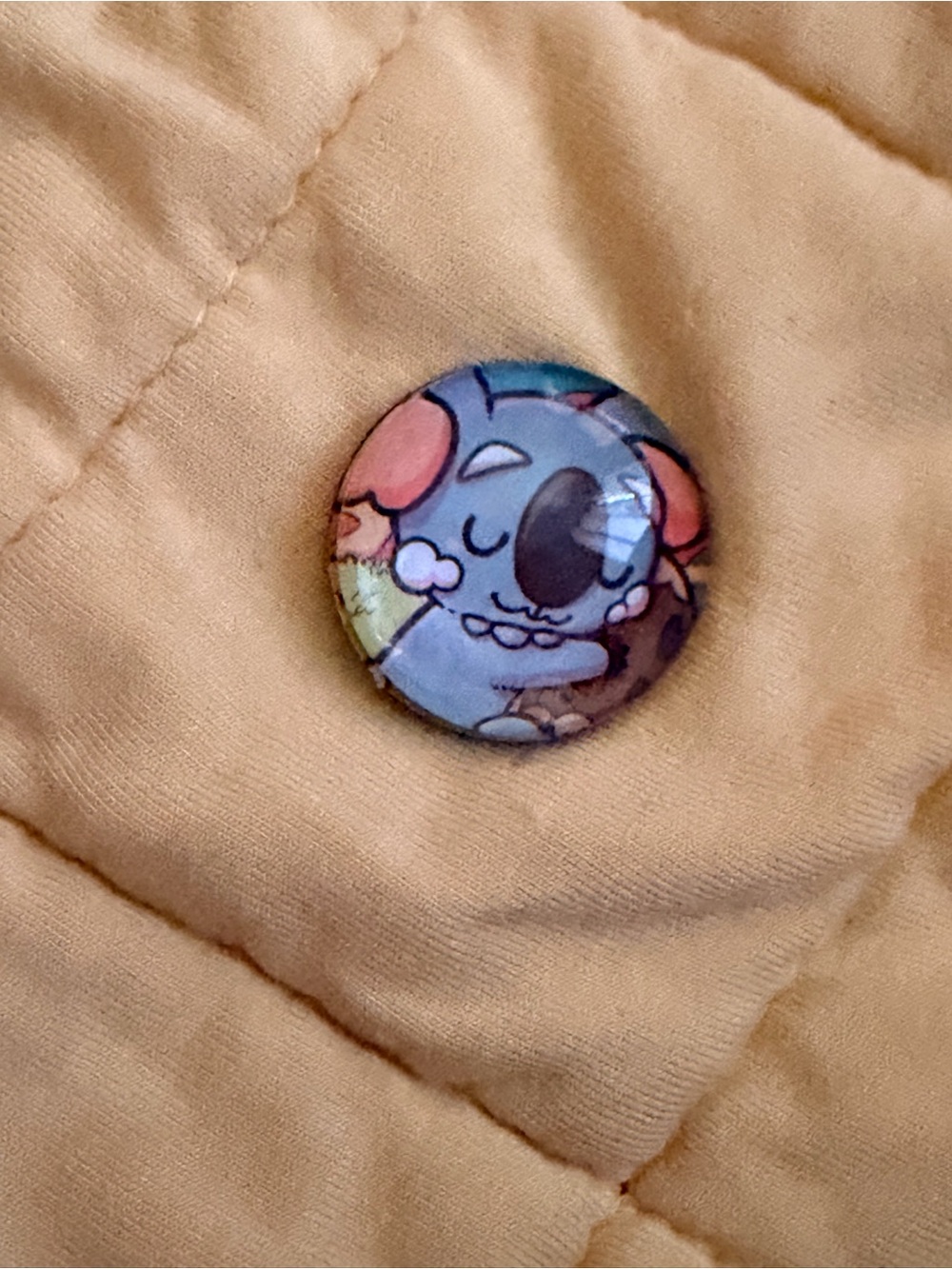 Pokemon Beige Puffer Jacket with Cute Character Button - Picture 1 of 1